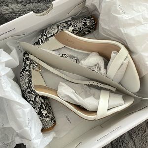 BRAND NEW ALDO HEEL SNAKESKIN/WHITE STRAP
